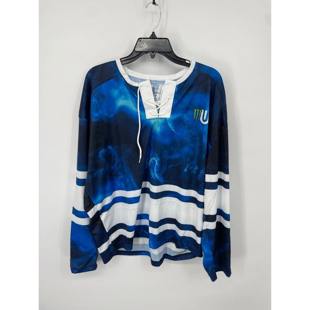 Monster Energy Mens Hockey Jersey Up And Up 23 Size XS Blue Long Sleeve‎ Shirt